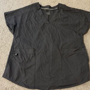 Gray V-Neck Cuddl Duds Scrub Top